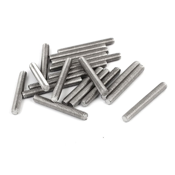 M4 x 30mm 304 Stainless Steel Fully Male Threaded Rod Bars Silver Tone 20Pcs