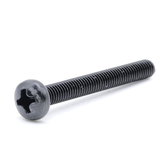 M4 x 35mm (M4 x L35, 0.7mm Pitch) Pan Head Phillips Drive Machine Screw - Black Oxide (Pack of 10)