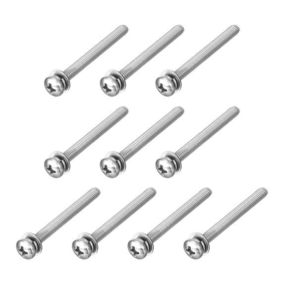M4 x 40mm 304 Stainless Steel Phillips Pan Head Machine Screws Bolts Combine with Spring Washer and Plain Washers 10Pack