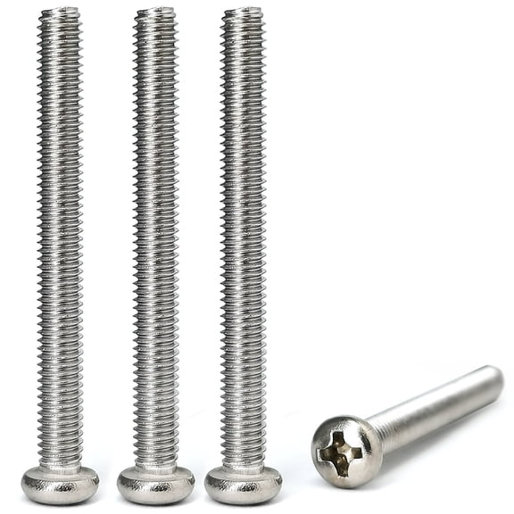 M4 x 40mm Phillips Screw Bolt, Pan Head Machine Screw Phillips Bolt For Fastening Connections In Doors And Windows,304 Stainless Steel, Bright Finish, Fully Machine Thread(30pcs)
