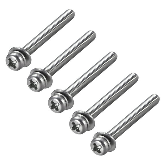 Unique Bargains M4 x 40mm Stainless Steel Phillips Pan Head Machine Screws Bolts Combine with Spring Washer and Plain Washers 5pc