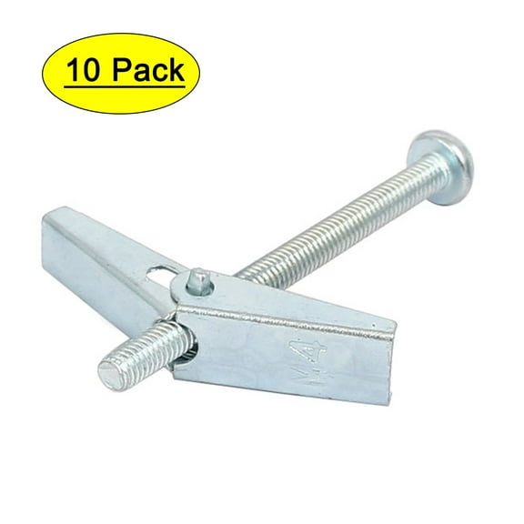 M4 x 50mm Male Thread Spring Loaded Hollow Wall Round Head Toggle Bolt Metal 10pcs