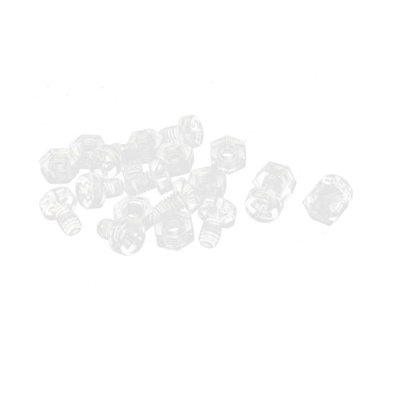 M4 x 6mm Plastic Hex Nuts Pan Head Machine Screw Bolt Clear 10 Sets