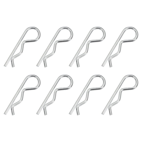 M4 x 75 mm Cotter Pin Assortment Kit, 8 Pcs Heavy Duty R Clips Hardware Hitch Pin for Trailer Locking, Silver Tone