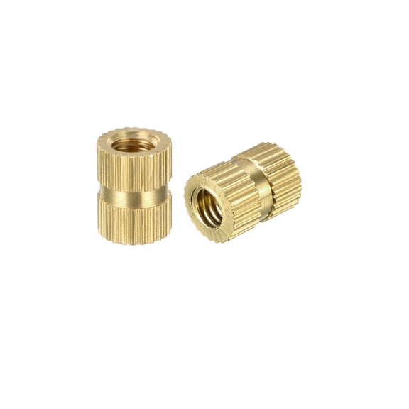 M4 x 8mm(L) x 6.4mm(OD) Brass Knurled Threaded Insert Embedment Nuts 100pcs