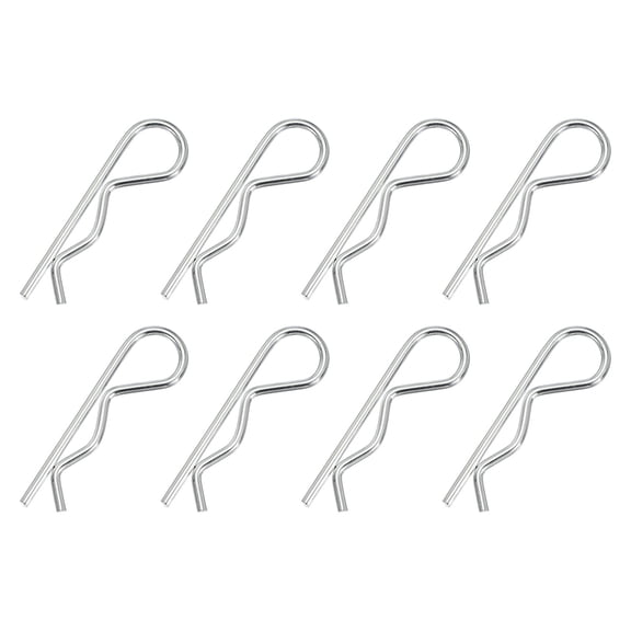 M4 x 90 mm Cotter Pin Assortment Kit, 8 Pcs Heavy Duty R Clips Hardware Hitch Pin for Trailer Locking, Silver Tone