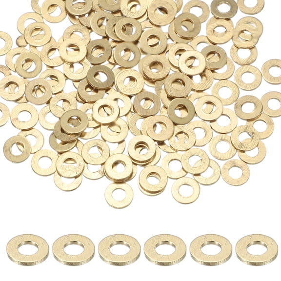 M4 x 9mm Brass Screw Washers Set, 150Pcs Bronze Flat Washers for Screws Bolts Factories Home Outdoor Projects (1mm Thick)