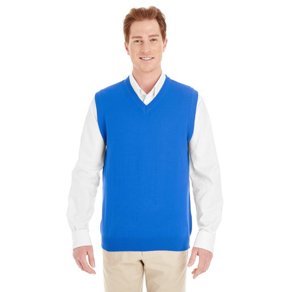 M415 Harriton Men's Pilbloc V-Neck Sweater Vest - True Royal - XS