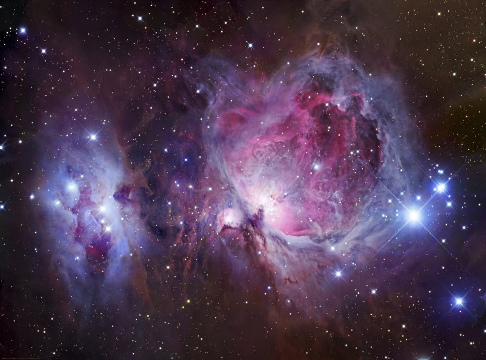M42 the Orion Nebula (top) and NGC 1977 a reflection nebula (bottom) Canvas Art - Robert GendlerStocktrek Images (16 x 12)