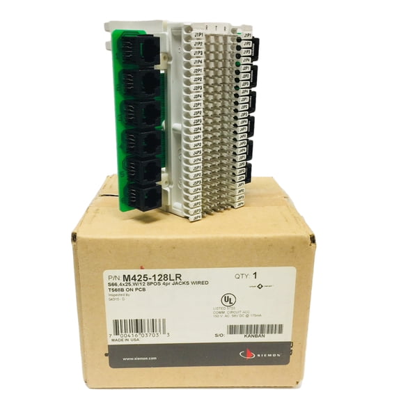 M425-128LR (S66M425-128LR) 4-pair modular jacks wired to T568B specifications S66 4x25 WITH 12 8POS ON PCB