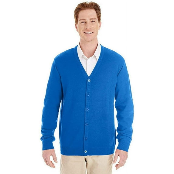 M425 Harriton Men's Pilbloc V-Neck Button Cardigan Sweater True Royal 4XL