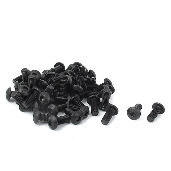 M4x10mm 10.9 Alloy Steel Button Head Hex Socket Cap Screw Bolt Black 50pcs