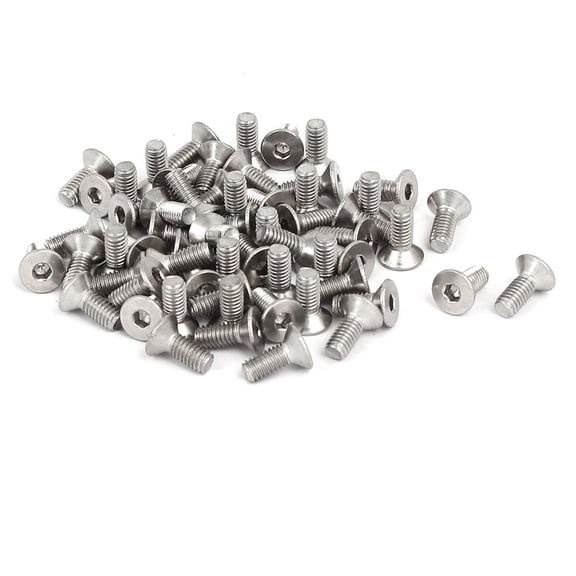 M4x10mm 304 Stainless Steel Flat Head Hex Socket Screws Fasteners DIN7991 60pcs