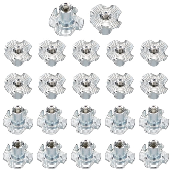 M4x10mm T-Nuts 4 Pronged 0.57" x 0.39" Tee Nut Carbon Steel Fully Thread 50packs