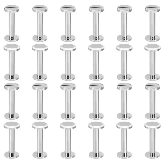 M4x18mm Chicago Screws, 25 Sets Brass Chicago Screw Slotted Binding Post Screw Rivets for Leather Belt Scrapbook Photo Albums, Silvery
