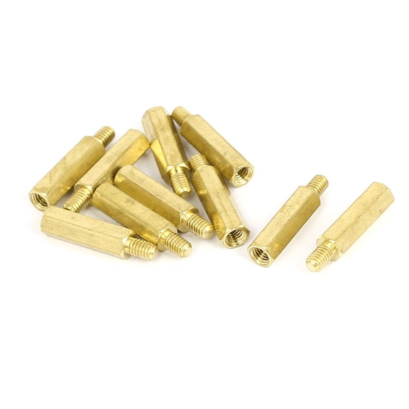 M4x20mm+6mm Male to Female Thread 0.7mm Pitch Brass Hex Standoff Spacer 10Pcs