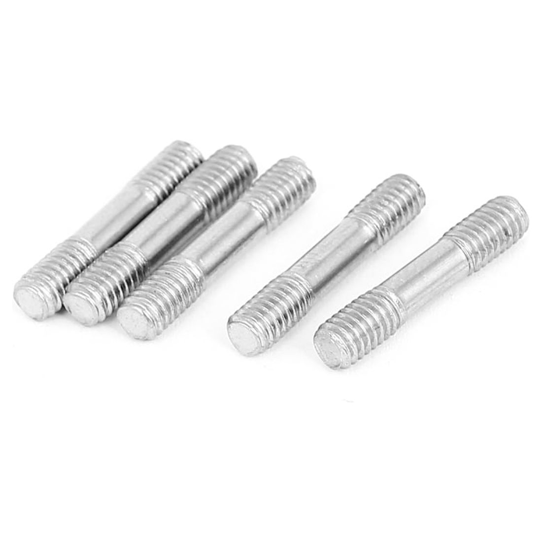 M4x20mm Stainless Steel Double End Threaded Stud Screw Bolt Silver Tone 5Pcs