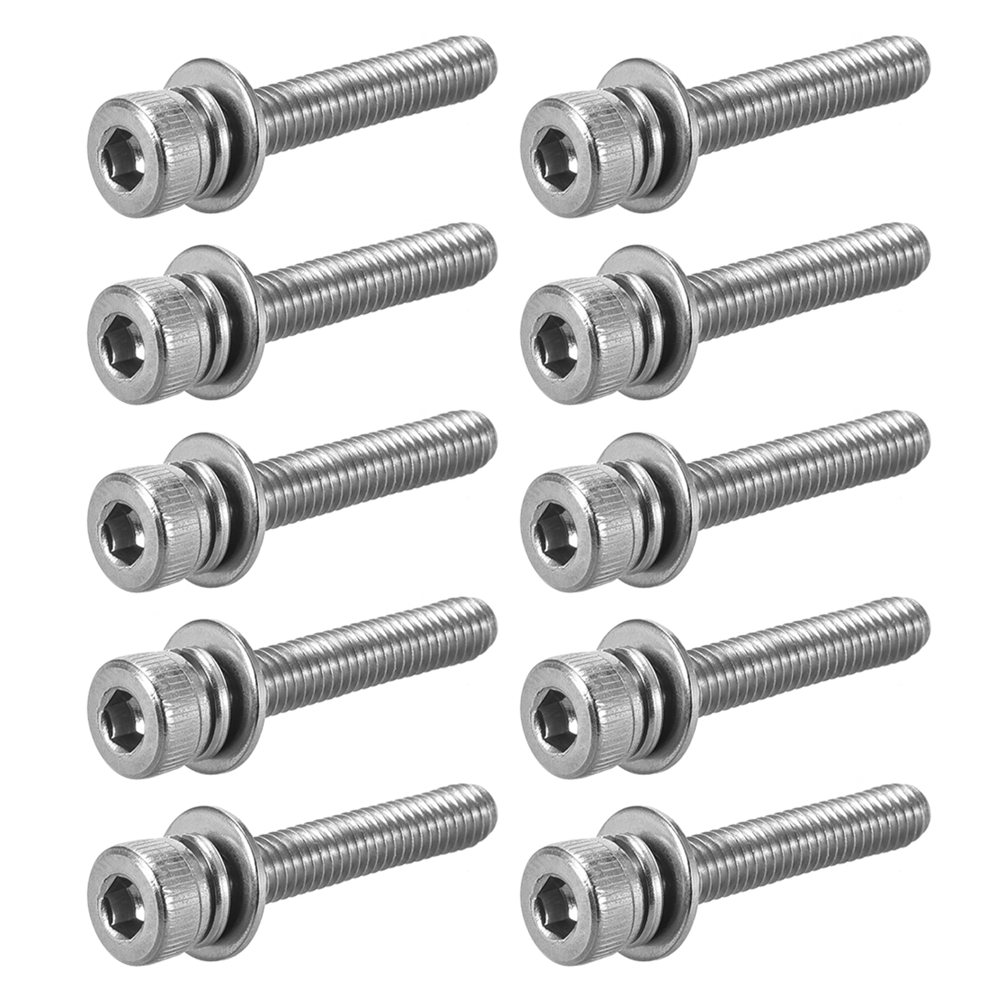 M4x25mm Stainless Steel Hex Socket Head Cap Screws Bolts Combine with Spring Washer and Plain