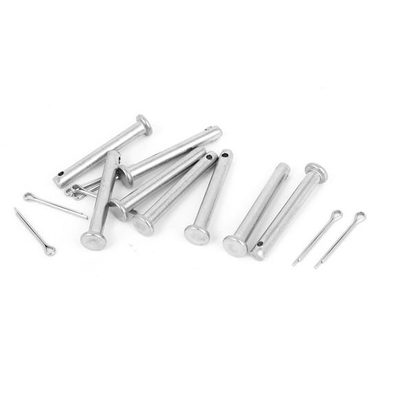 M4x30mm Flat Head Metal Round Clevis Pins Fastener Silver Tone 8 Pcs