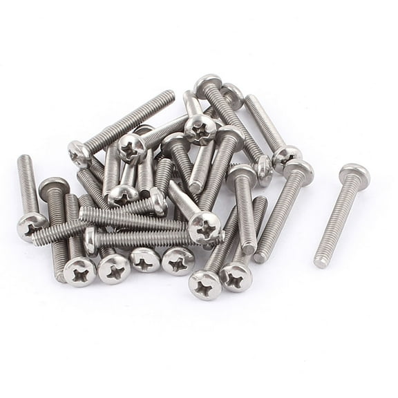 M4x30mm Thread 304 Stainless Steel Cross Head Screw Bolt 30pcs