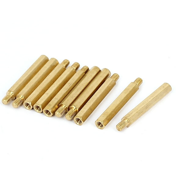 M4x35mm+6mm M/F Thread 0.7mm Pitch Brass Hex Standoff Stand Off Spacer 10 Pcs