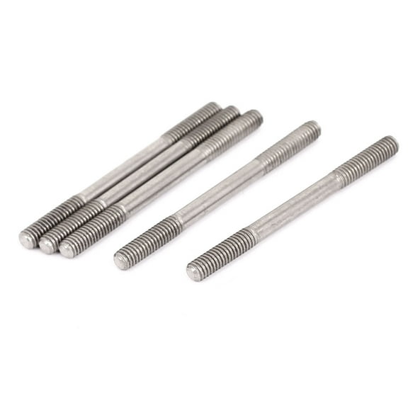 M4x50mm 304 Stainless Steel Double End Threaded Stud Screw Bolt Silver Tone 5Pcs