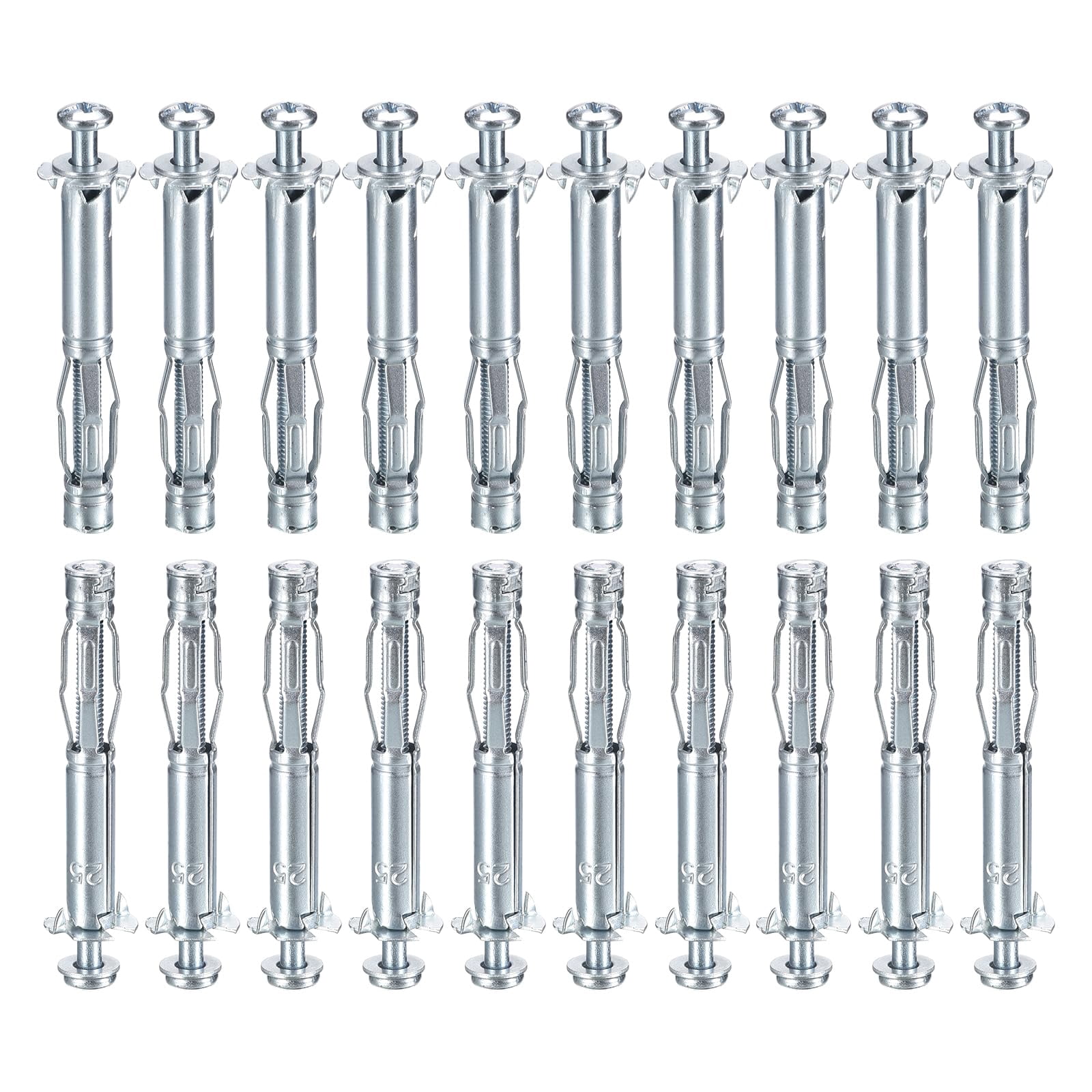 M4x52mm Hollow Wall Anchors - 5 Pack - Good for Hollow Wall Plaster Walls - Carbon Steel Hollow Drywall Anchors Screws, Silver