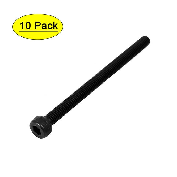 M4x55mm Fully Thread Hex Socket Head Knurled Cap Screw Bolt Black 10pcs