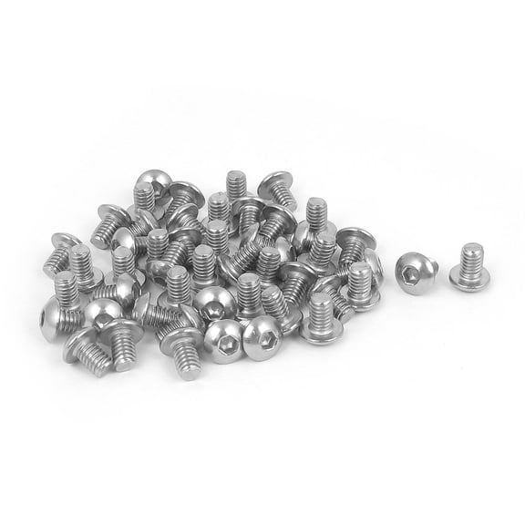 M4x6mm 304 Stainless Steel Hex Socket Countersunk Round Head Screw Bolts 50PCS