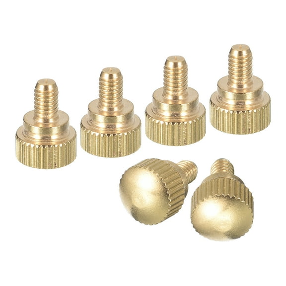 M4x6mm Knurled Thumb Screws, 6 Pack Brass Thumb Screws with Shoulder, Brass Tone