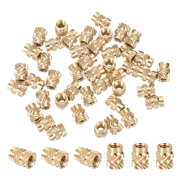 M4x8.1x6.3 mm Brass Threaded Insert, Metric knurled Nuts Heat Set Insert for Plastic & 3D Printing Components, 100 Pcs