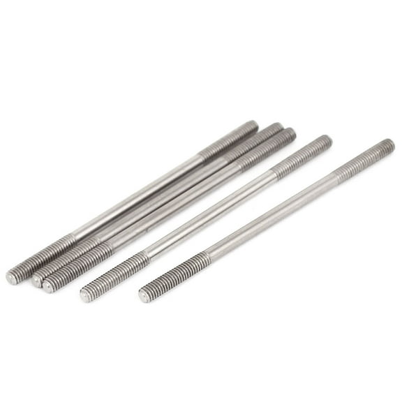 M4x80mm 304 Stainless Steel Double End Threaded Stud Screw Bolt Silver Tone 5Pcs