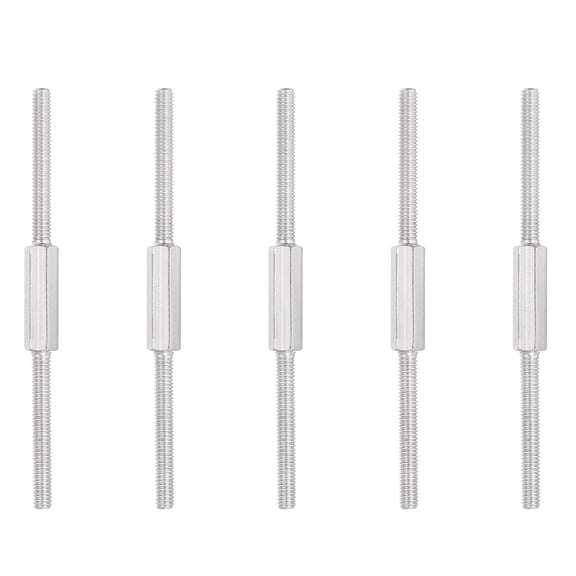 M4x80mm Double End Threaded Stud Screw, 5pcs 304 Stainless Steel Hex Bolt