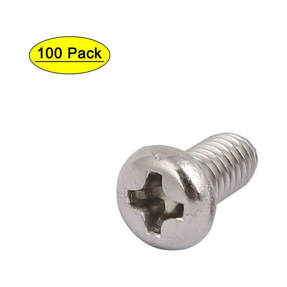 M4x8mm Thread 304 Stainless Steel Round Pan Head Machine Screws 100pcs