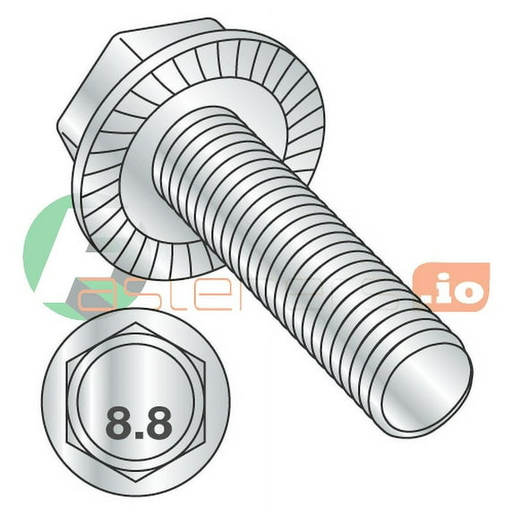 M5-0.8 x 12 mm Hex Flange Screws / Serrated / Grade 8.8 / Zinc / DIN6921 / Serrations Under Head / DIN6921 (Quantity: 5,000 pcs)
