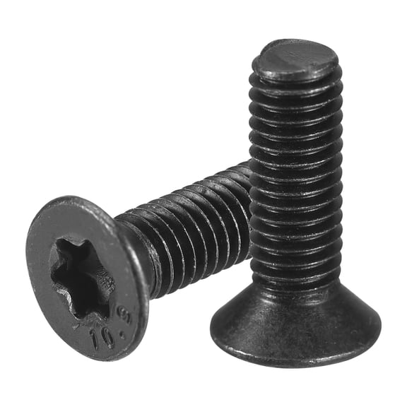 M5-0.8 x 16mm Flat Torx Head Machine Screws, 60 Pack 10.9 Grade Carbon Steel Flat Countersunk Torx Anti Theft Machine Screws, Black Oxide Finish, Full Thread, Torx Drive