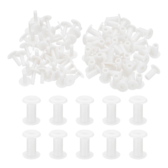 M5*10mm Plastic Binding Post, 50 Sets Plastic Chicago Screws Binding Screw Rivets Post Press-on Buckle for Leather Scrapbook Photo Albums, White