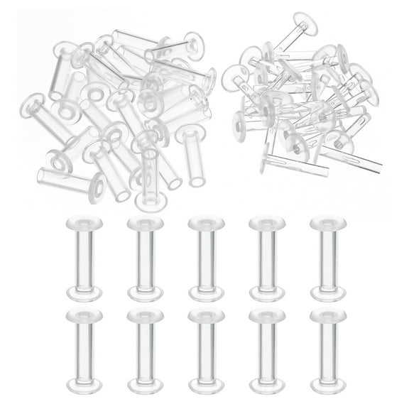 M5*20mm Plastic Binding Post, 24 Sets Plastic Chicago Screws Binding Screw Rivets Post Press-on Buckle for Leather Scrapbook Photo Albums, Transparent