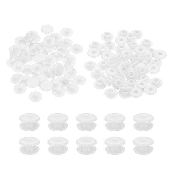M5*3mm Plastic Binding Post, 50 Sets Plastic Chicago Screws Binding Screw Rivets Post Press-on Buckle for Leather Scrapbook Photo Albums, White