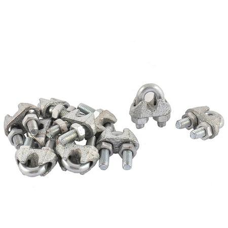 M5 5mm 3/16" Metal Wire Rope Saddle Cable Clamps Clips 10 Pcs Silver Tone