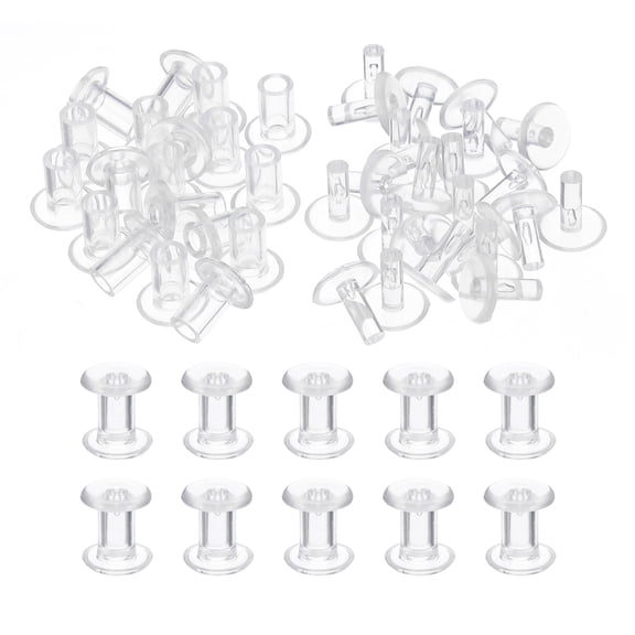M5*9mm Plastic Binding Post, 24 Sets Plastic Chicago Screws Binding Screw Rivets Post Press-on Buckle for Leather Scrapbook Photo Albums, Transparent