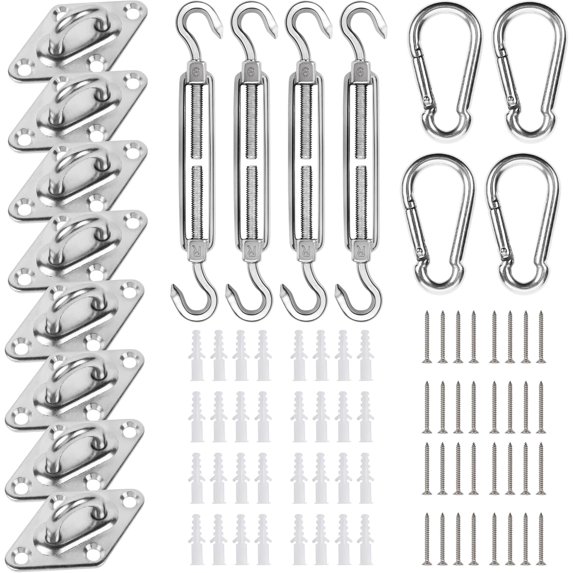 M5 Awning Attachment Set, 304 Stainless Steel, Heavy Duty Sun Shade Sail Stainless Steel Hardware Kit for Square and Triangle Gardens, Awning Installation Attachment Accessories D