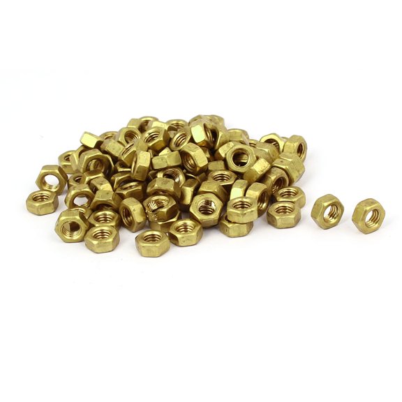 M5 Brass Machine Screw Insert Lock Hex Hexagon Nut Fastener 100Pcs