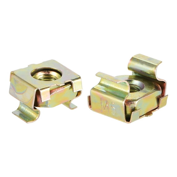 Unique Bargains M5 Cage Nuts for Server Rack Furniture Carbon Steel Yellow Zinc Plated 10Pcs