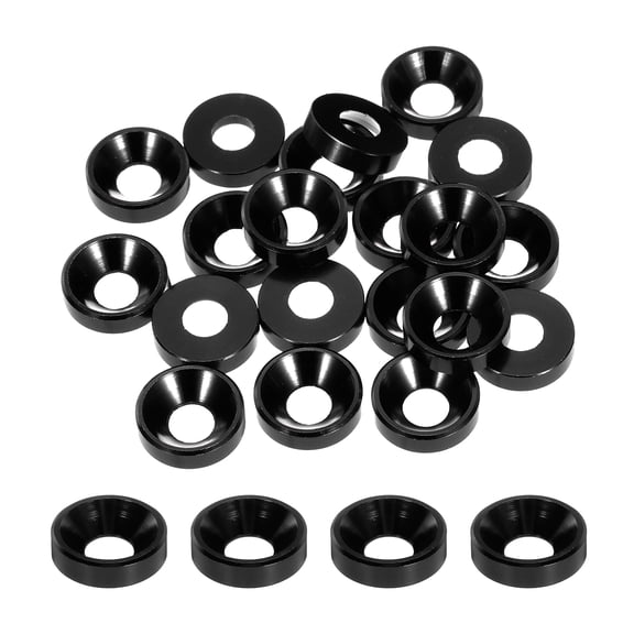 M5 Cone Cup Countersunk Washers,Hole Dia 5.1mm/0.2 Aluminum Gaskets for Screw RC 20PCS(Black)