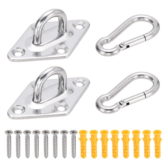 M5 Eyelet Bracket Set Diamond Shaped Hook Plate and Hook, Silver