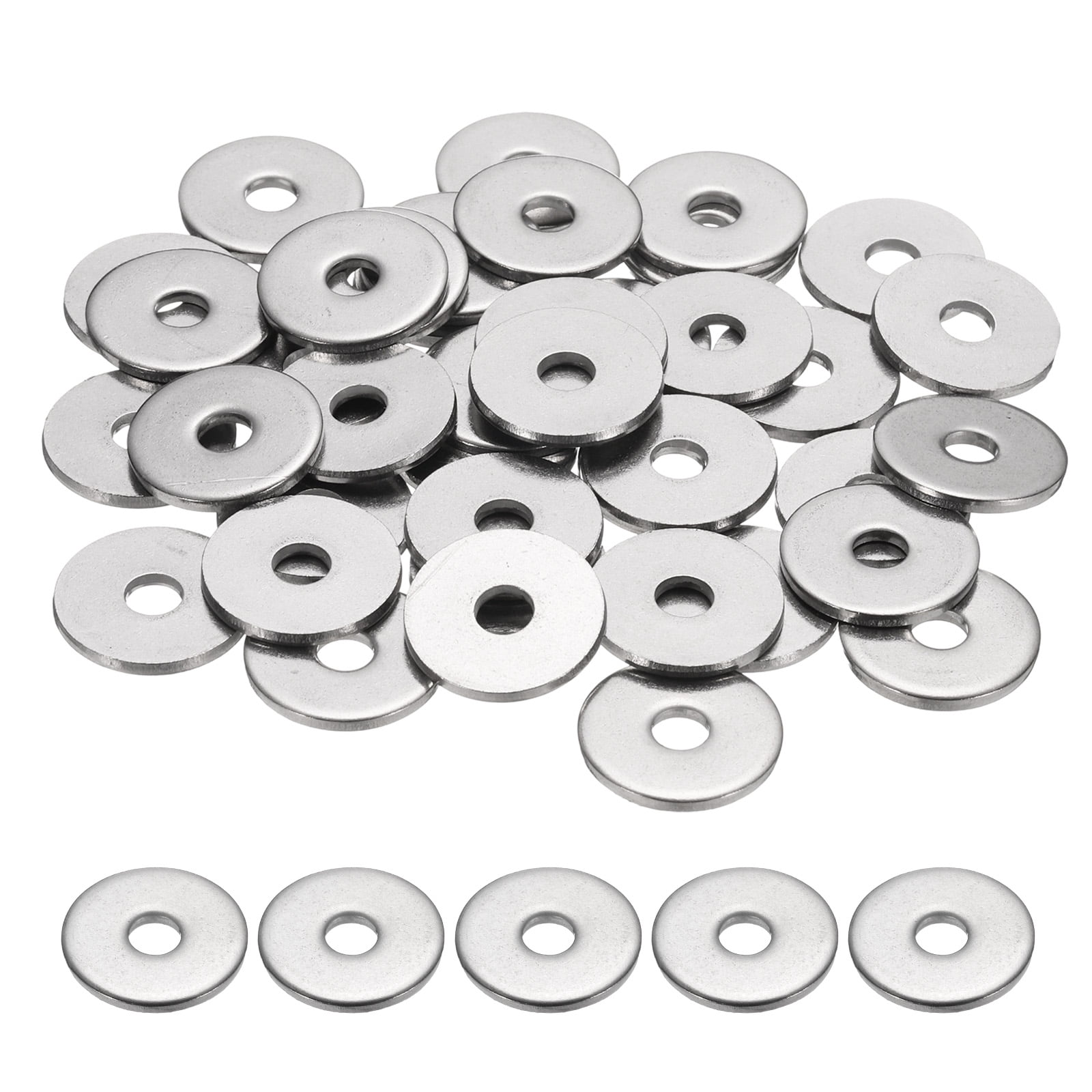 M5 Flat Washer for Screw, 60Pcs 304 Stainless Steel Washers 5MM ID x 20MM OD x 2MM Thick(Silver Tone)