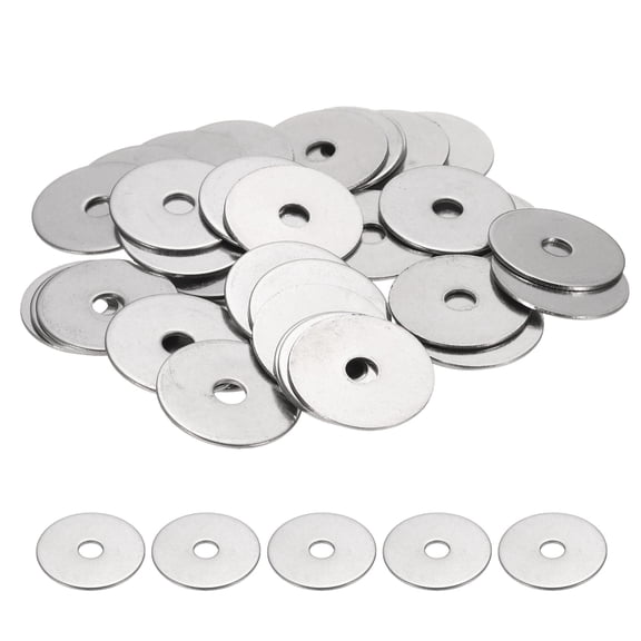 M5 Flat Washer for Screw, 60Pcs 304 Stainless Steel Washers 5MM ID x 25MM OD x 1MM Thick(Silver Tone)