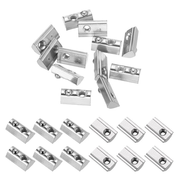 M5 Half Round Roll in Spring T Nuts 4040 Series Carbon Steel T Slot Spring Nuts Silver, 12 Pcs