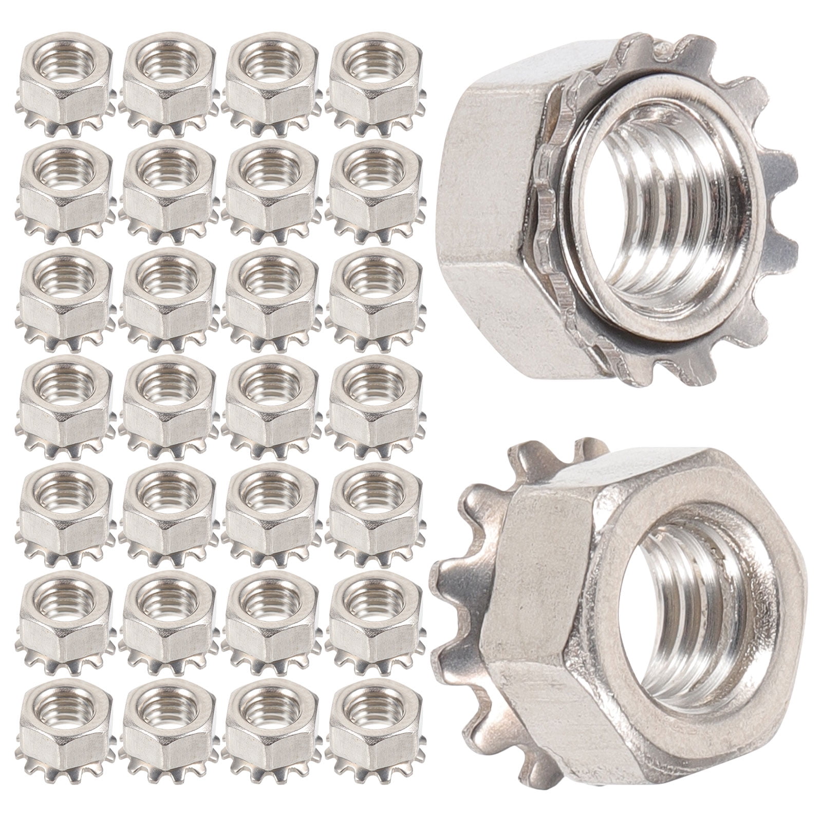 M5 Hexagon Lock Nuts 50 Pcs Multitooth Fasten DIY Repair Part Locknuts